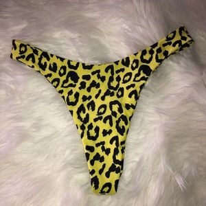 Cheetah High Waist Thong Bikini Bottoms
